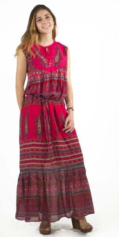Dolga bombažna obleka RO14964 - XXL, rdeča