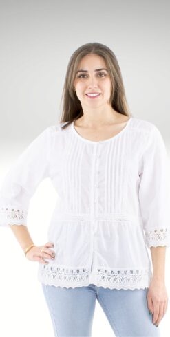 Alternative view of Bombažna bluza s čipko CH17917